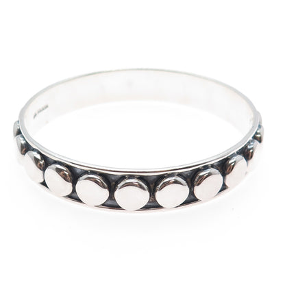 925 Sterling Silver Vintage Mexico Modernist Dotted Oxidized Bangle Bracelet 8"