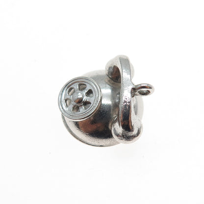 925 Sterling Silver Antique Art Deco Retro Rotary Phone Mini 3D Charm Pendant