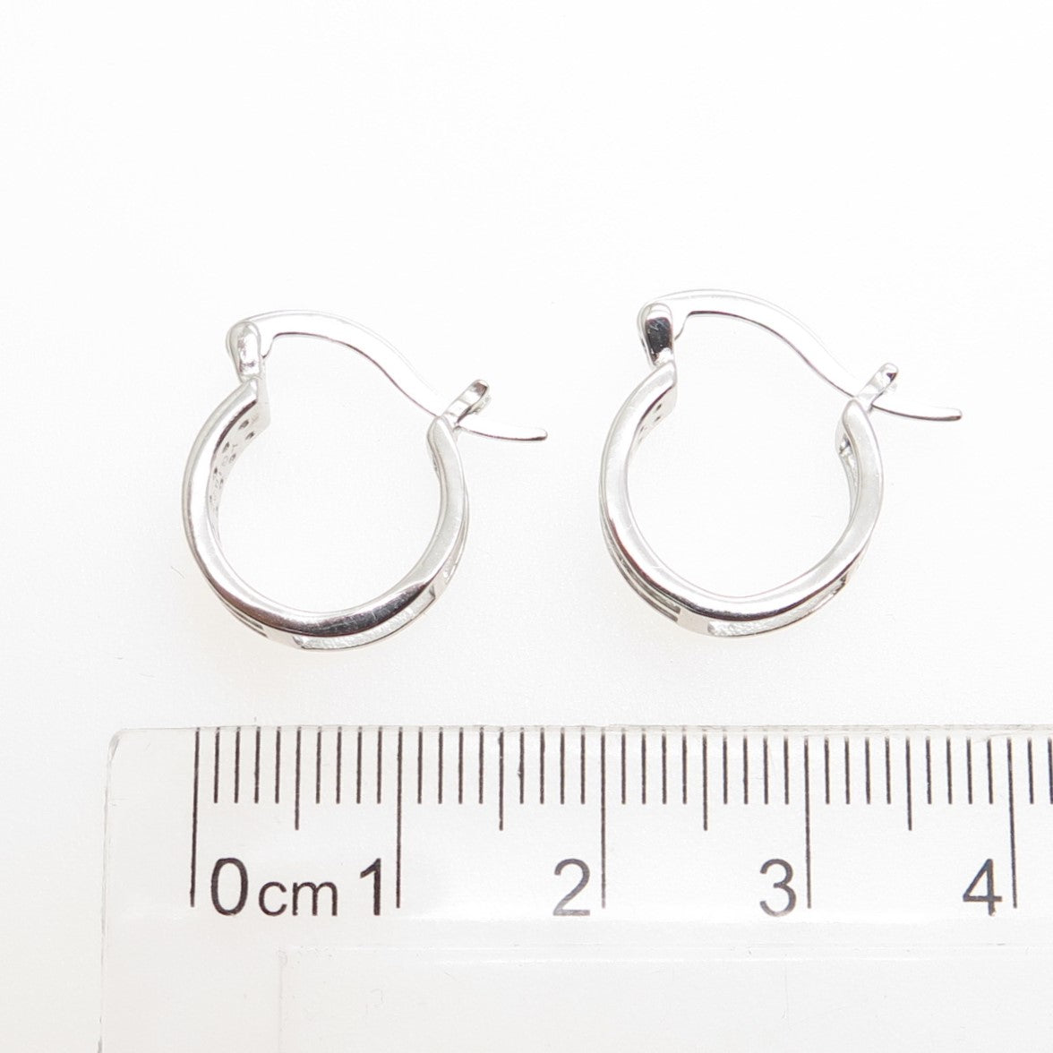 925 Sterling Silver Round-Cut C Z Hoop Earrings