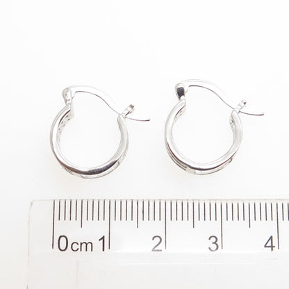 925 Sterling Silver Round-Cut C Z Hoop Earrings