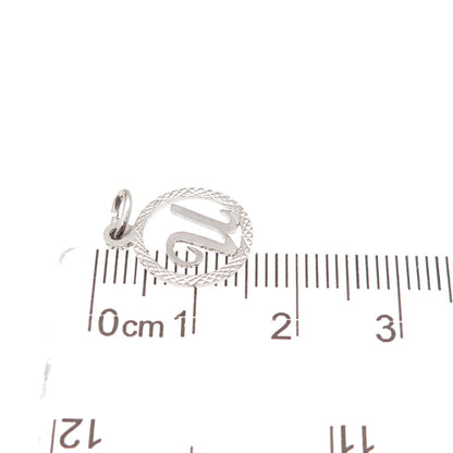 925 Sterling Silver Vintage Diamond-Cut Letter U Initial Mini Charm Pendant