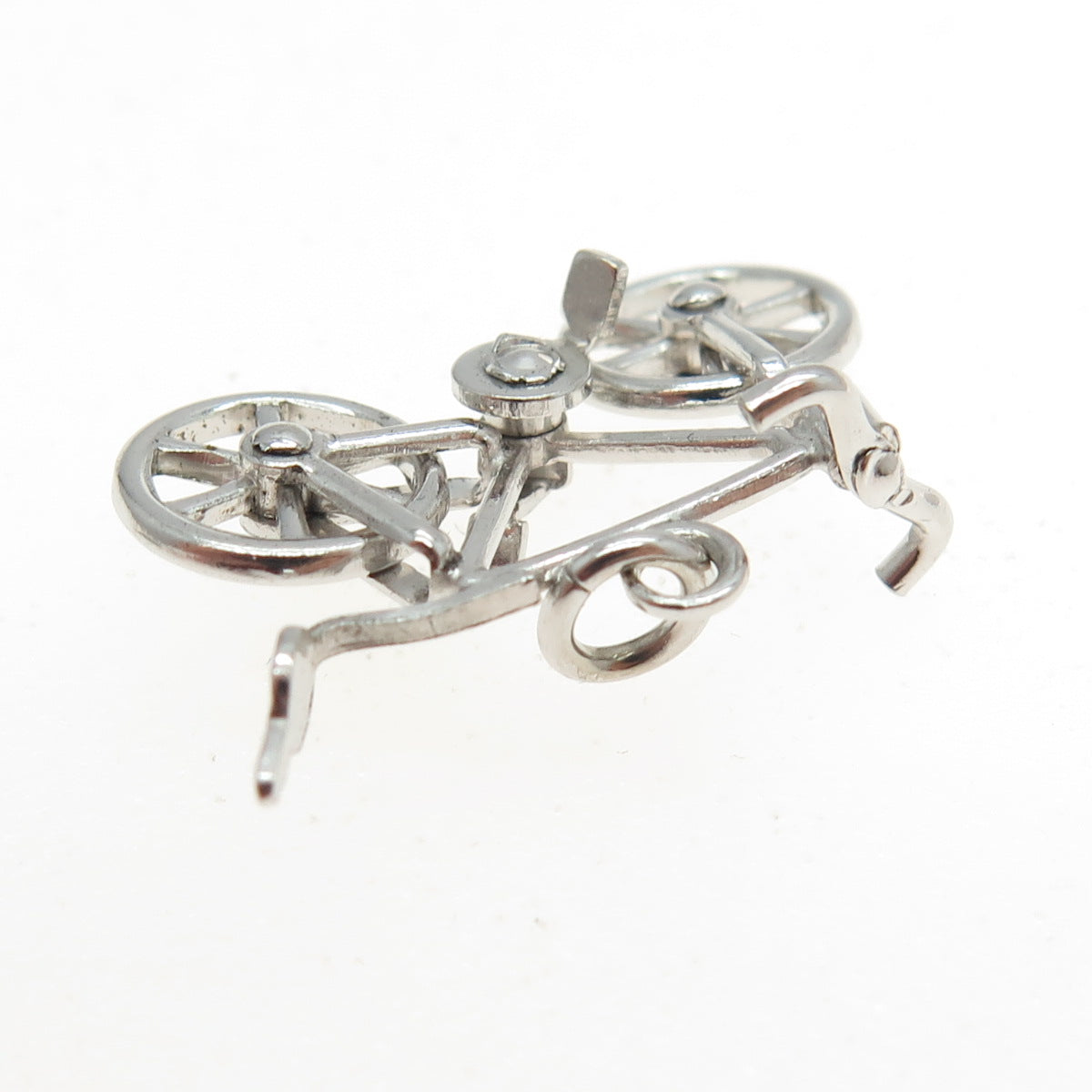 925 Sterling Silver Antique Art Deco Bicycle 3D Pendant