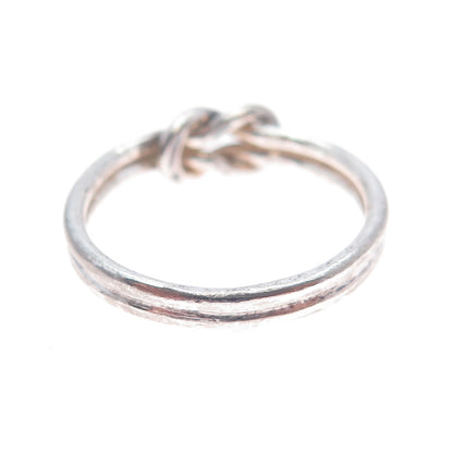 925 Sterling Silver Vintage Love Mariner Knot Oxidized Ring Size 7.5