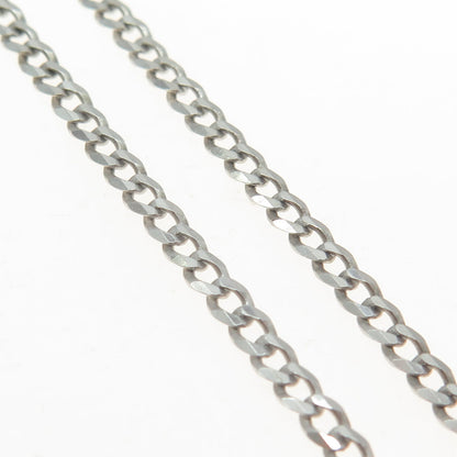 925 Sterling Silver Italy Flat Curb Chain Necklace 20"