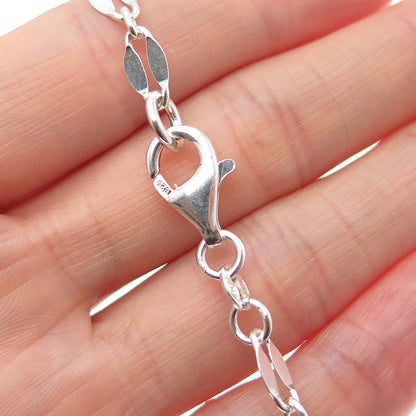 925 Sterling Silver Vintage Round Anchor Coffee Bean Chain Necklace 16"