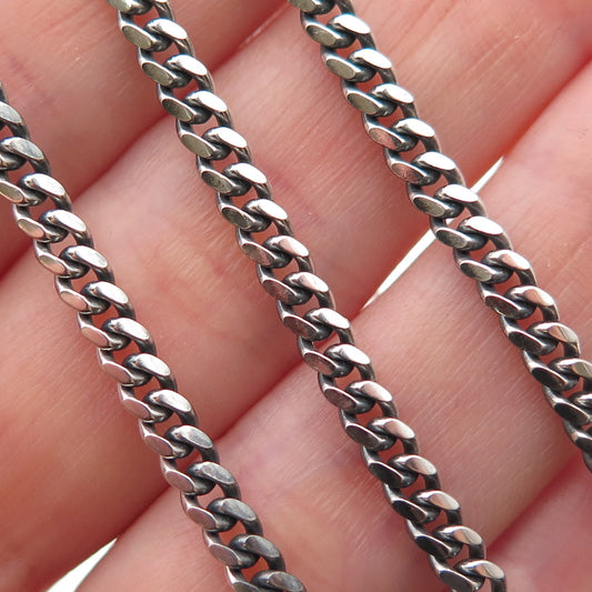 P. Lux 925 Sterling Silver Vintage Italy Cuban Chain Necklace 18"