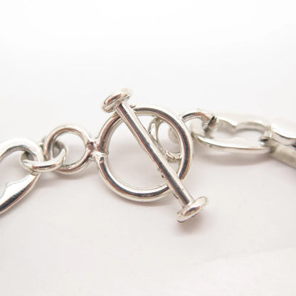 925 Sterling Silver Vintage Anchor Mariner Link Bracelet 6"
