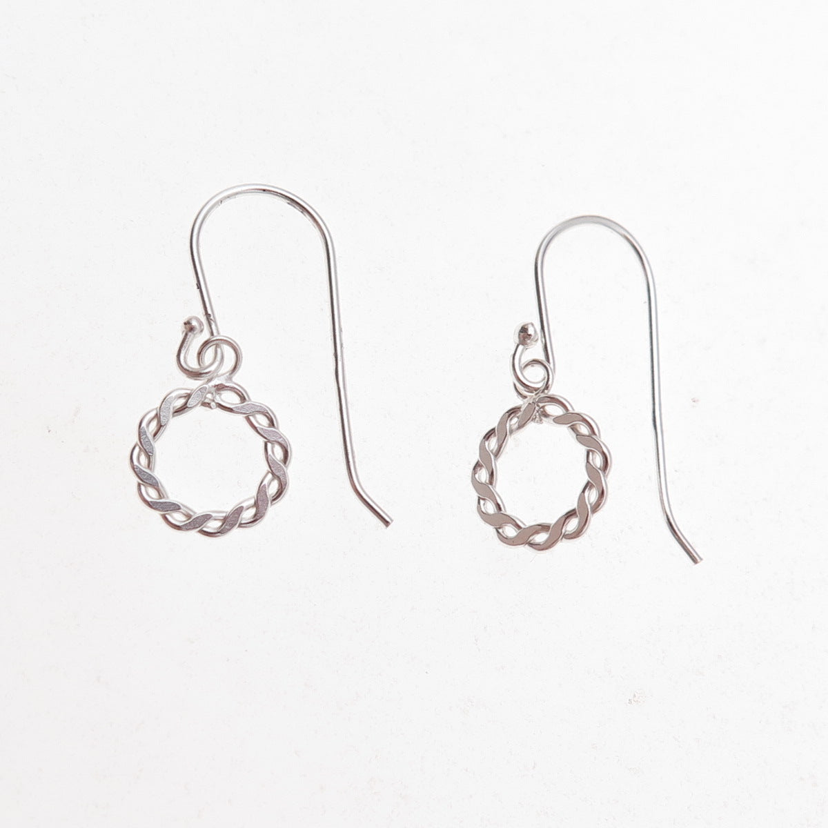 925 Sterling Silver Twisted Circle Dangle Earrings