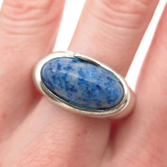 CHATEAU D'ARGENT Sterling Silver Vintage Real Lapis Modernist Ring Size 10.25