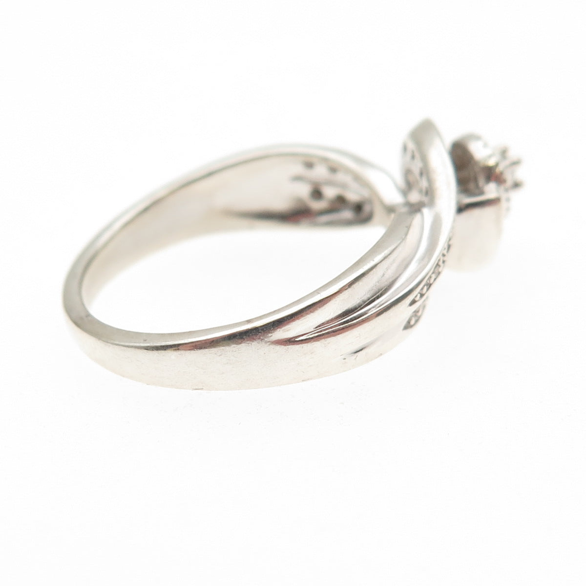 925 Sterling Silver Real Round-Cut Diamond Engagement Ring Size 7