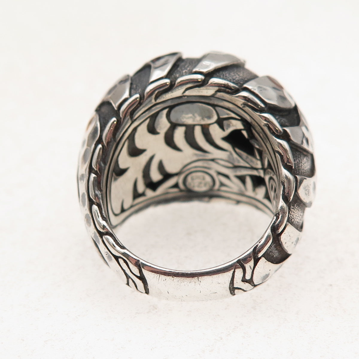 John Hardy 925 Sterling Silver Vintage Palu Macan Hammered Dome Ring Size 7.25