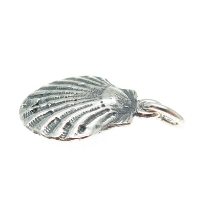 925 Sterling Silver Vintage Seashell Oxidized Charm Pendant