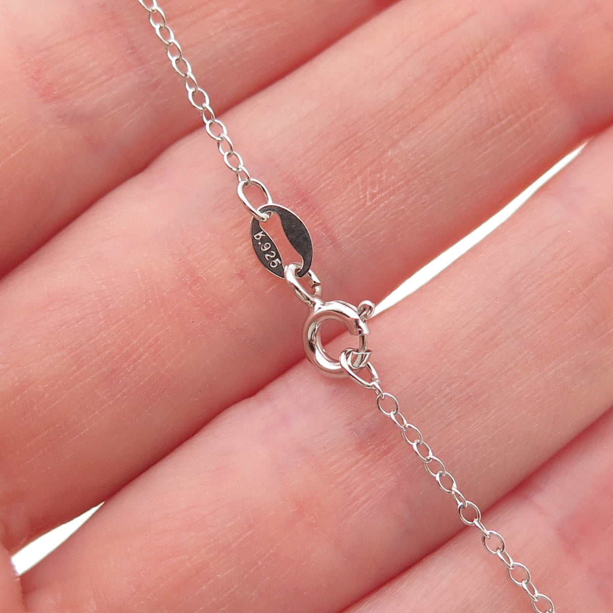 925 Sterling Silver Real Black & White Diamond Dolphin Cable Chain Necklace 18"