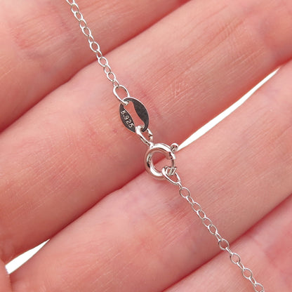 925 Sterling Silver Real Black & White Diamond Dolphin Cable Chain Necklace 18"