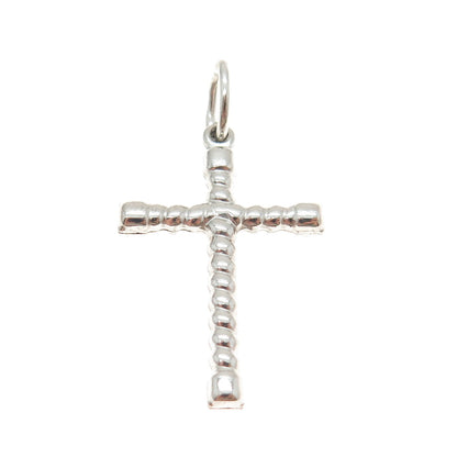 925 Sterling Silver Vintage Italy Twisted Cross Religious Pendant