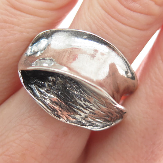 OR PAZ 925 Sterling Silver Vintage Israel Modernist Oxidized Ring Size 10.25