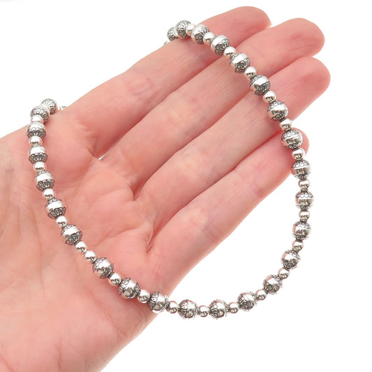 Carolyn Pollack Old Pawn Sterling Vintage Navajo Pearls Beaded Necklace 22-26"