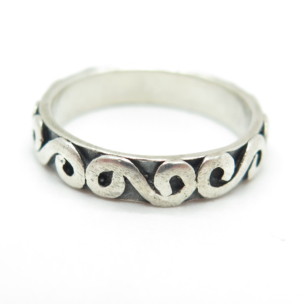 925 Sterling Silver Vintage Spiral All Around Band Ring Size 6.5