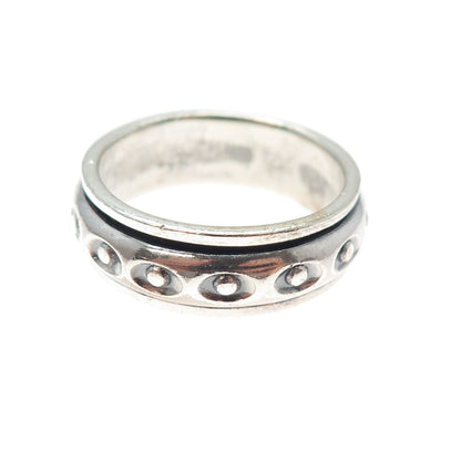 925 Sterling Silver Vintage Evil's Eye Oxidized Rotating Band Ring Size 12