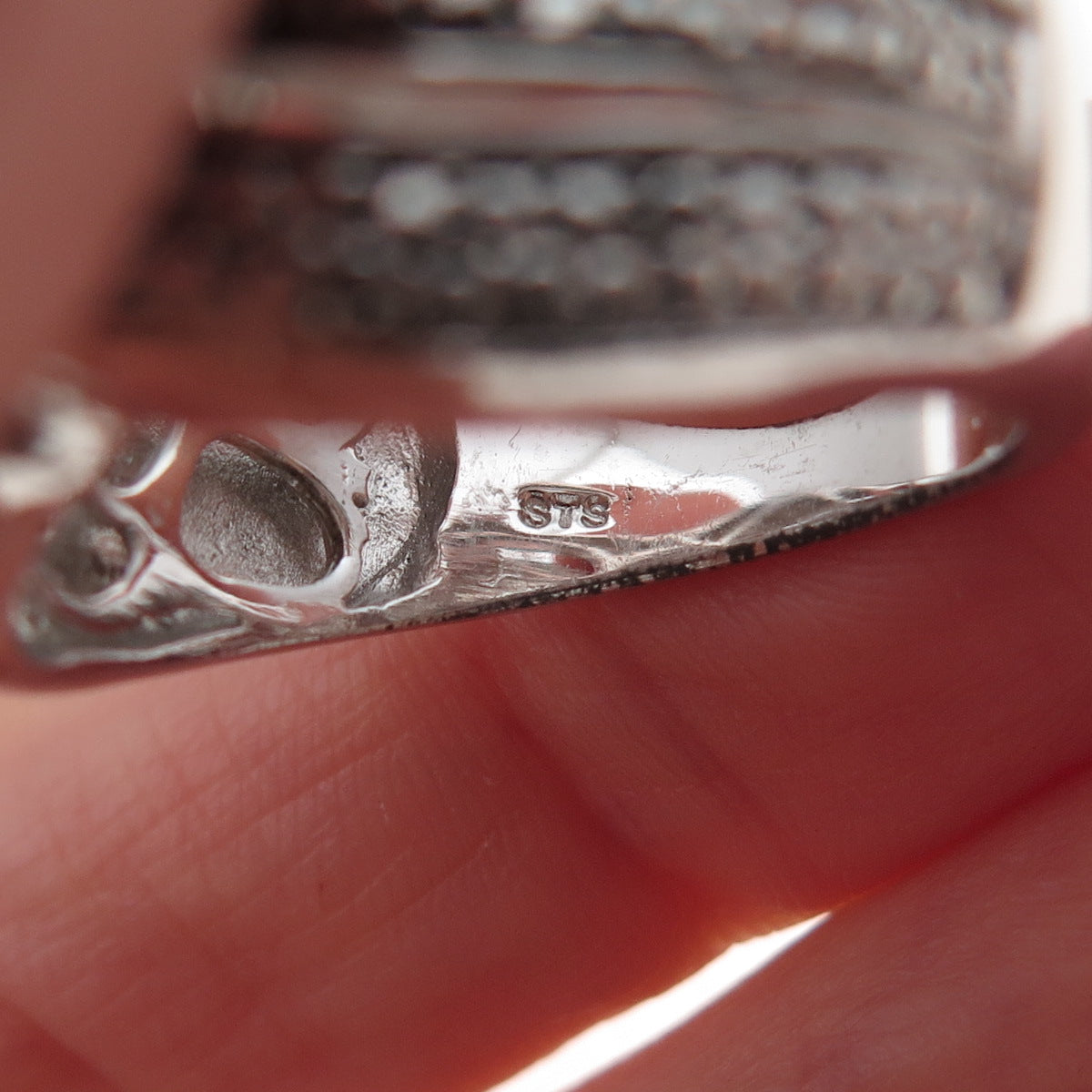 Chuck Clemency 925 Sterling Silver Real Round-Cut Diamond Woven Ring Size 8.25