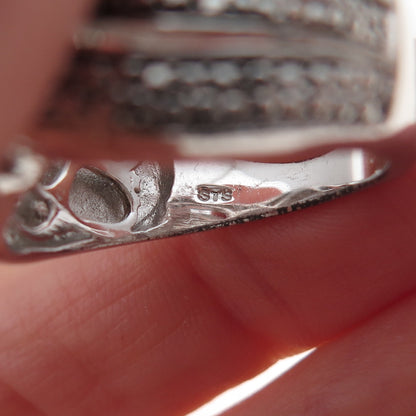 Chuck Clemency 925 Sterling Silver Real Round-Cut Diamond Woven Ring Size 8.25