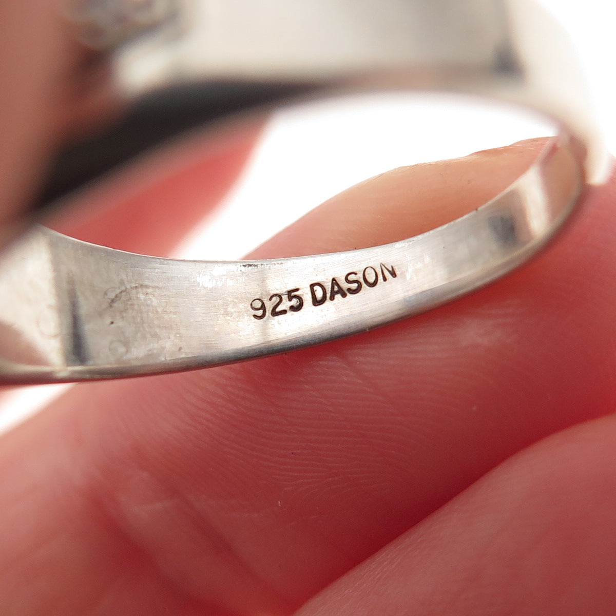 Dason 925 Sterling Silver Vintage Real Diamond & Cat's Eye Ring Size 10.75