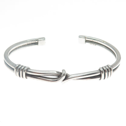 925 Sterling Silver Vintage Mexico Love Touch Adjustable Cuff Bracelet 5.75"