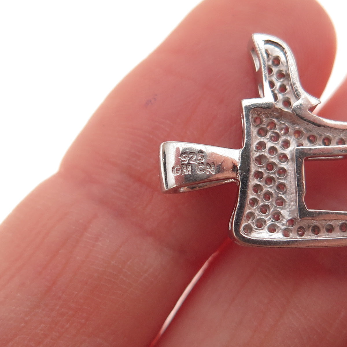 925 Sterling Silver Round-Cut C Z Chai Judaica Charm Pendant