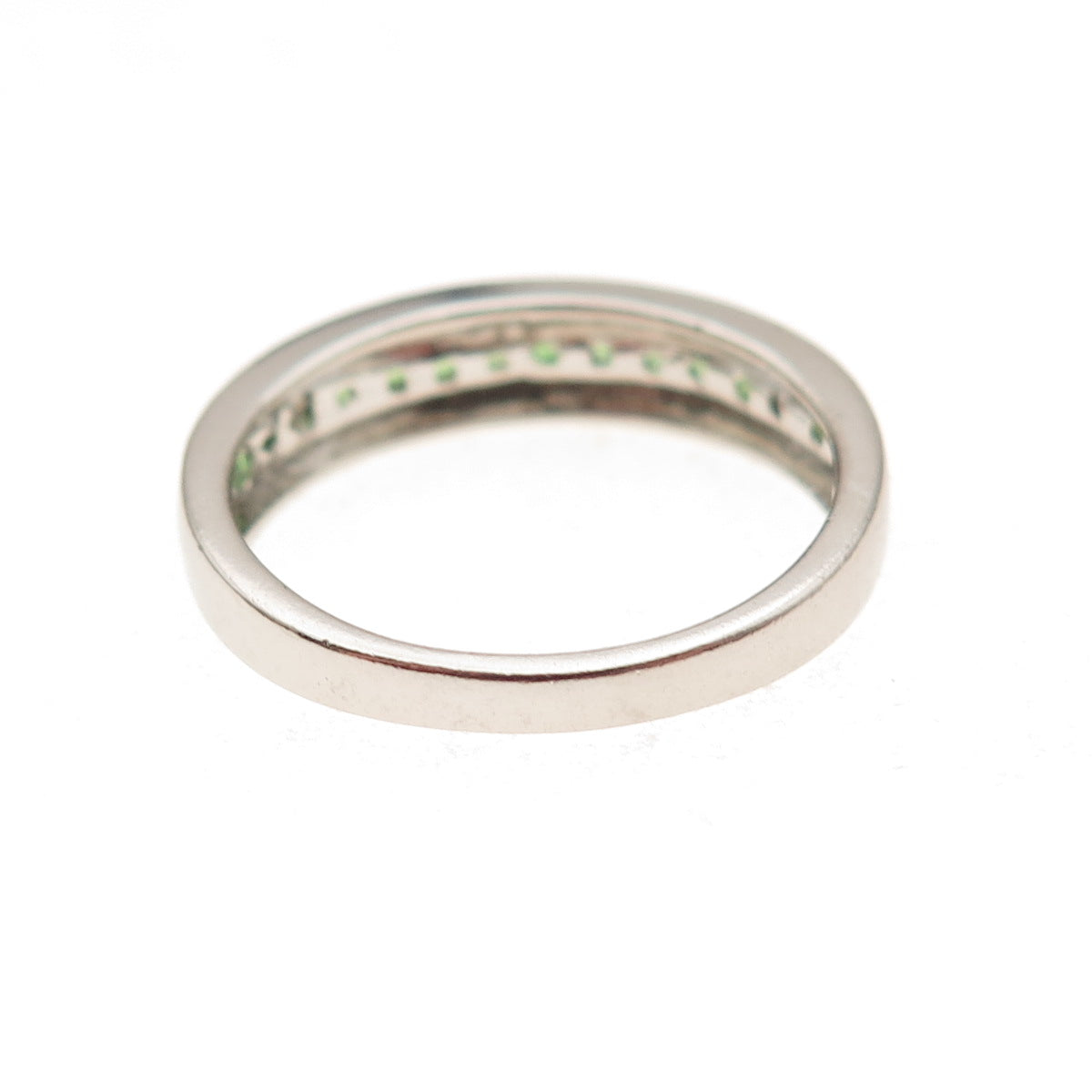 Monica Jain 925 Sterling Silver Vintage Real Round-Cut Peridot Band Ring Size 7