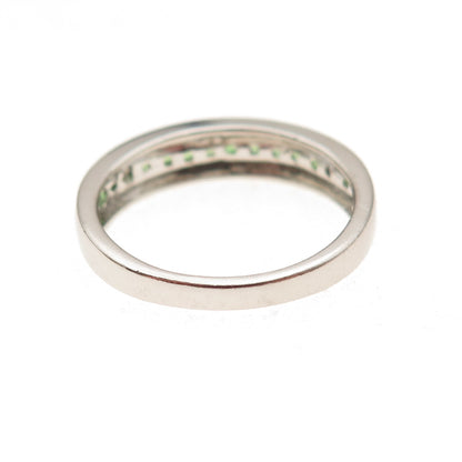Monica Jain 925 Sterling Silver Vintage Real Round-Cut Peridot Band Ring Size 7