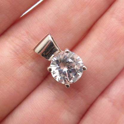 HAN 925 Sterling Silver Vintage Round-Cut C Z Minimalist Charm Pendant