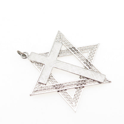 925 Sterling Silver Vintage Cross Star of David Judaica Charm Pendant