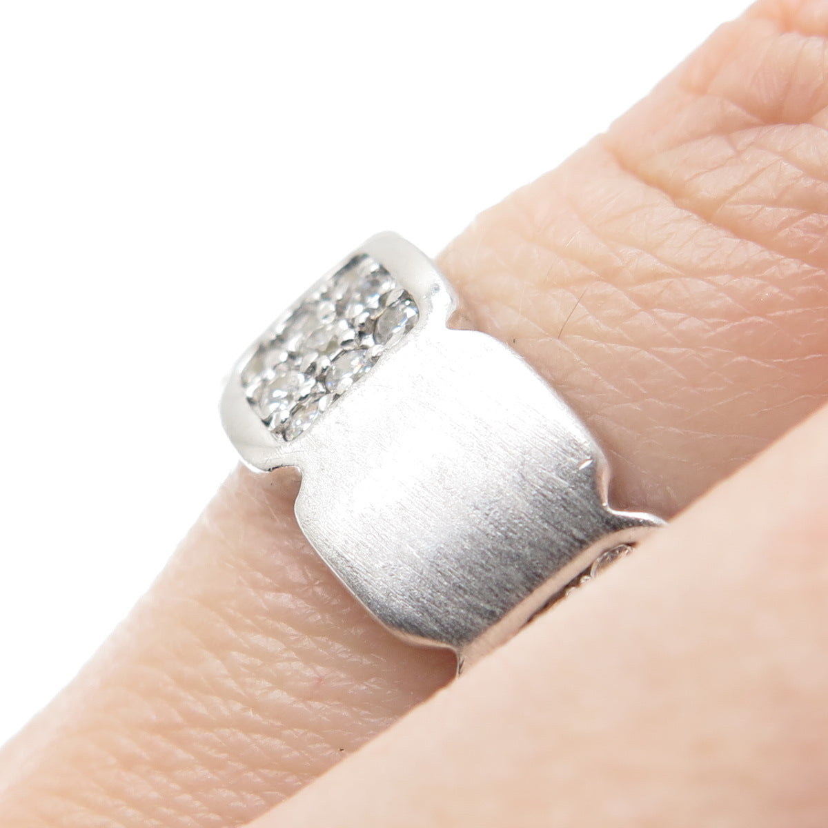 925 Sterling Silver Round-Cut Shaped C Z Panel Band Ring Size 7