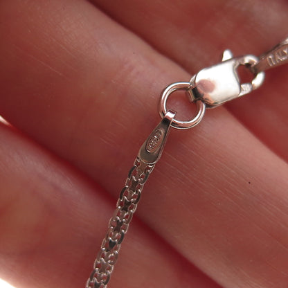 Sun 925 Sterling Silver Real Diamond V-Shape Bismark Chain Necklace 18"