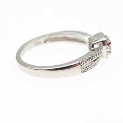 Sun 925 Sterling Silver Real Round-Cut Diamond Engagement Ring Size 7