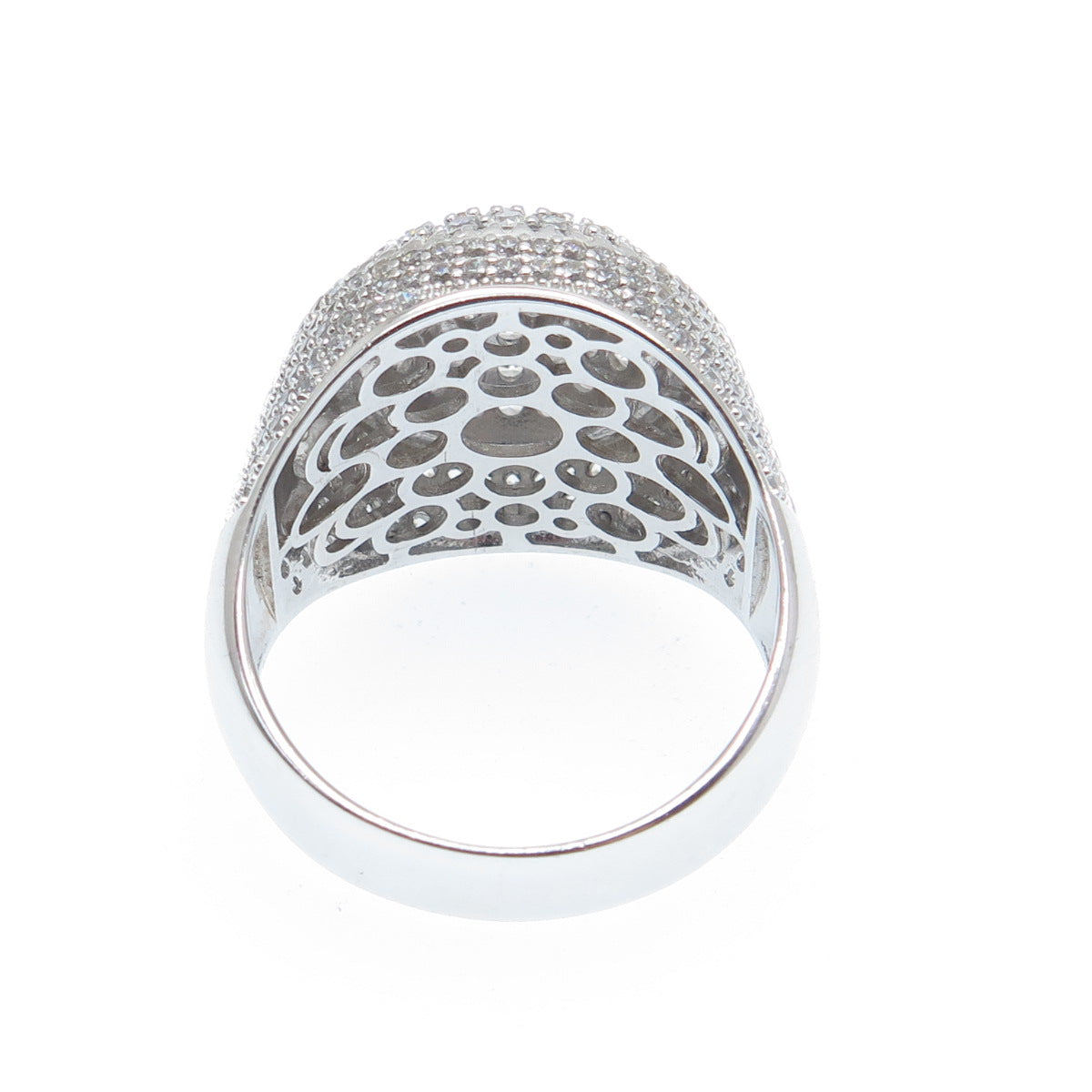 925 Sterling Silver Round-Cut Shaped C Z Sparkle Domed Ring Size 12.5