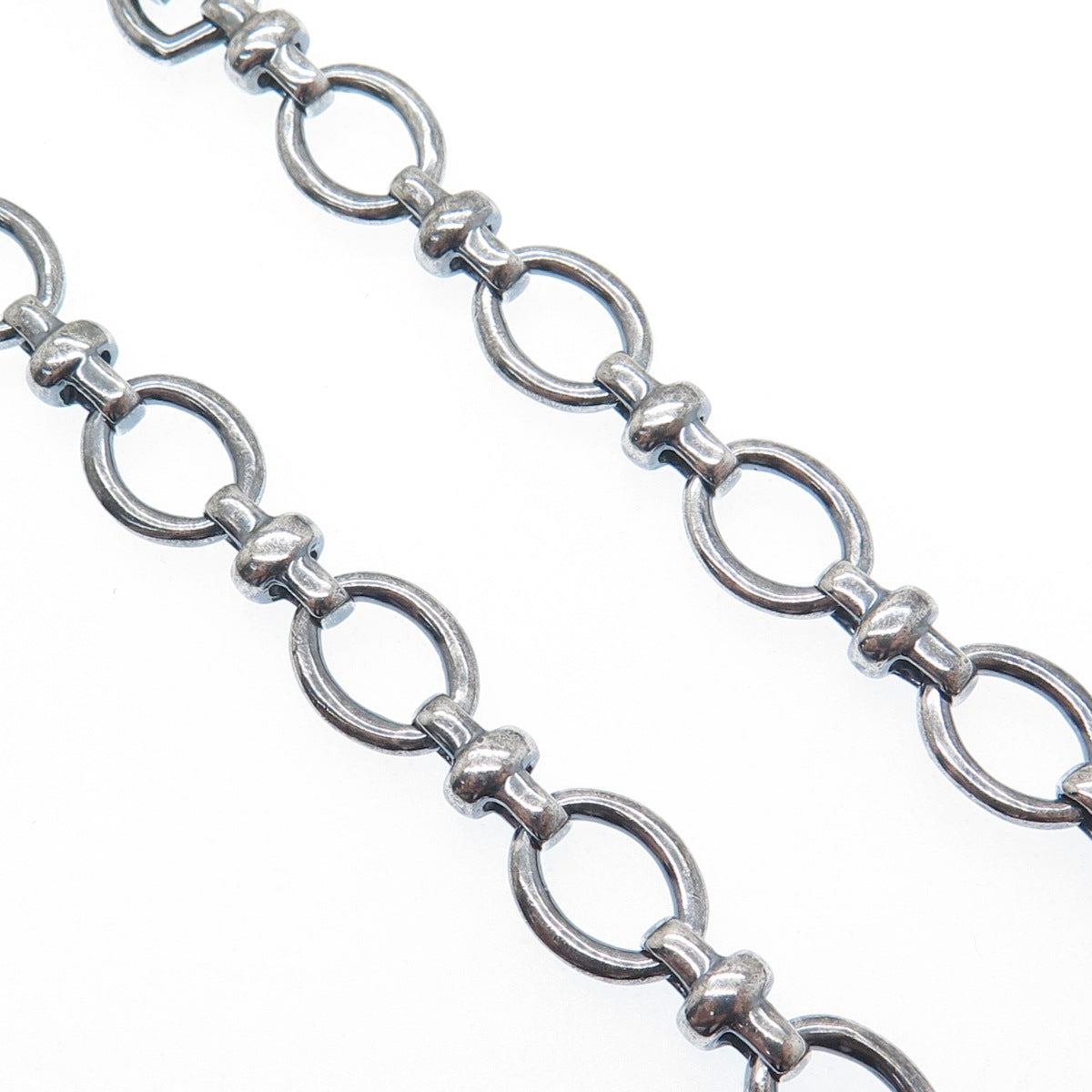MICHELLE ALBALA Sterling Silver Vintage Oxidized Oval Cross Chain Necklace 18"