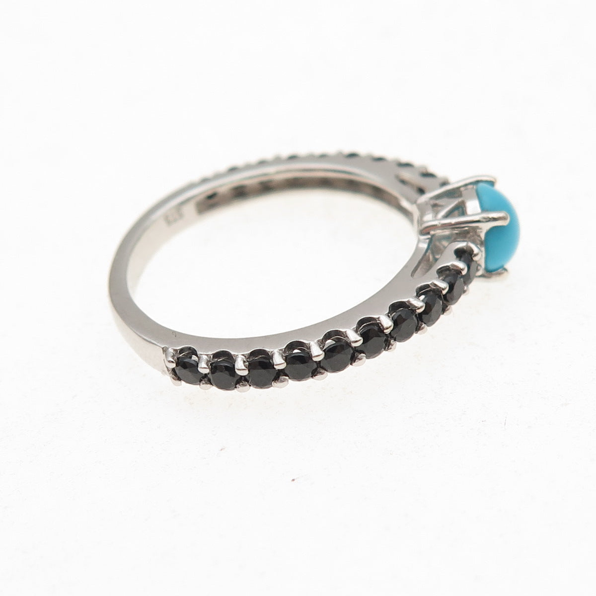 Chuck Clemency 925 Sterling Silver Real Turquoise & Black Spinel Ring Size 8