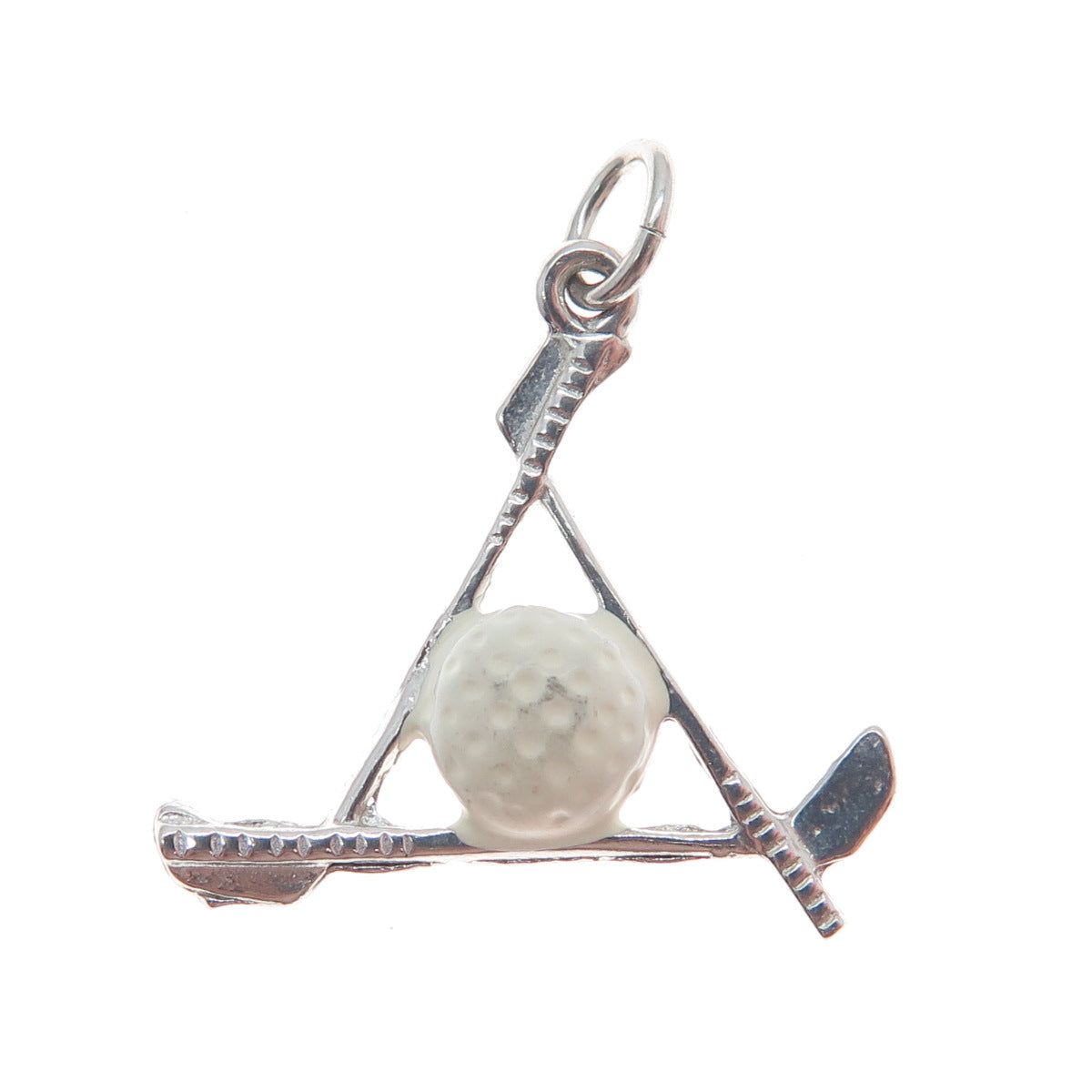 925 Sterling Silver Vintage Enamel Gold Club Minimalist Charm Pendant