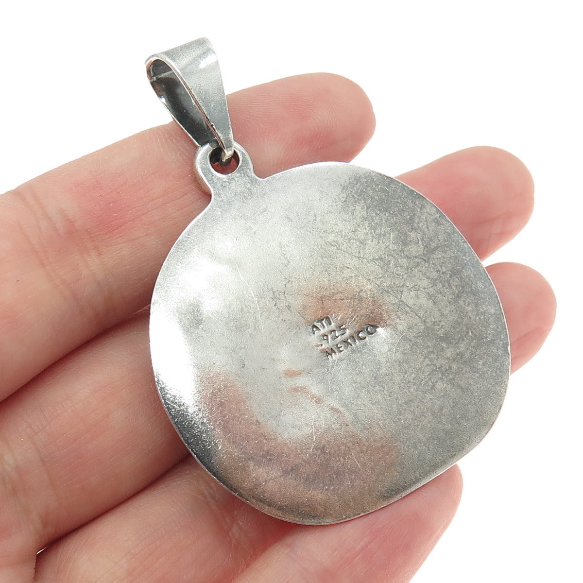 925 Sterling Silver Vintage Mexico Sand Dollar Oxidized Pendant