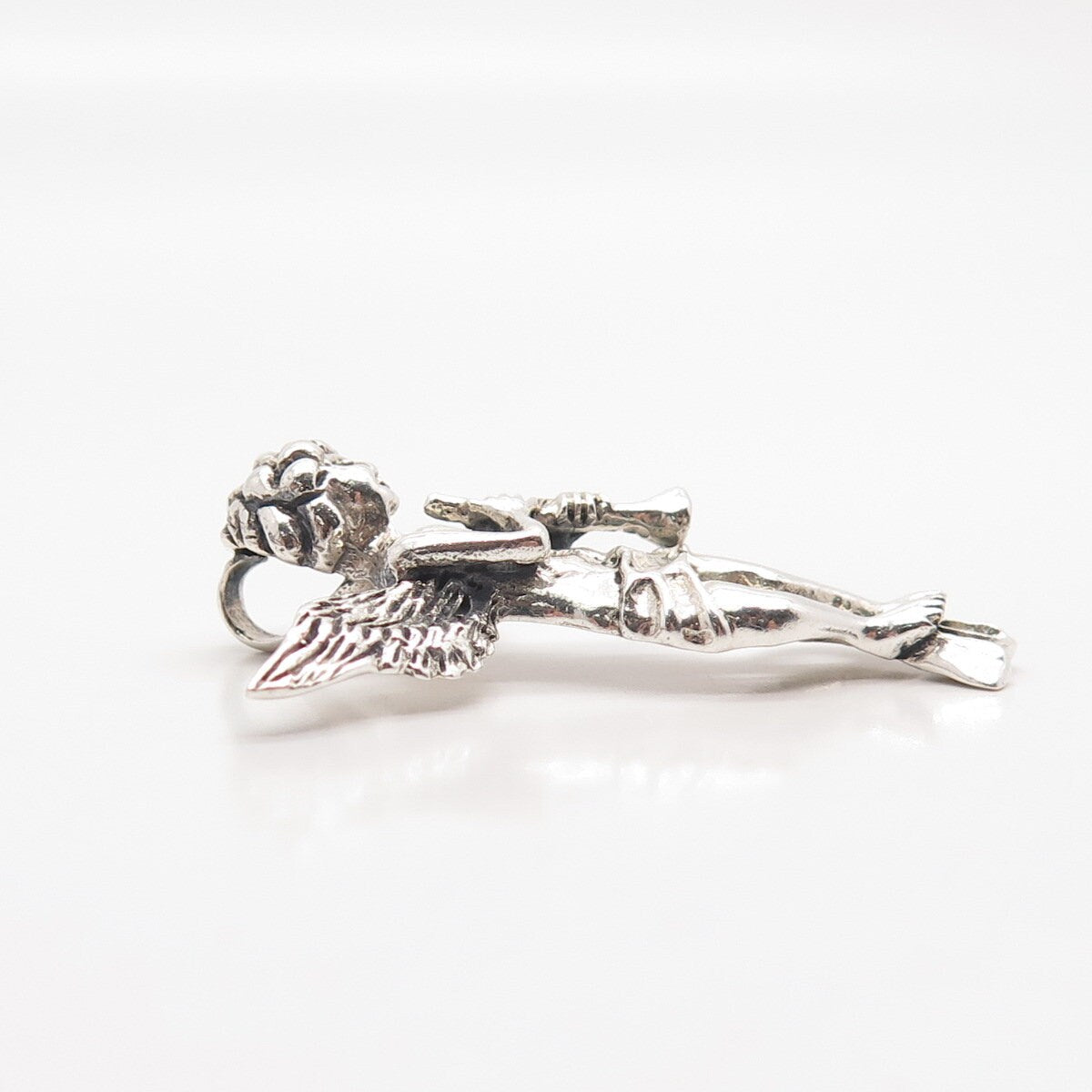925 Sterling Silver Vintage Cherub Angel Slide Pendant