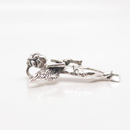 925 Sterling Silver Vintage Cherub Angel Slide Pendant