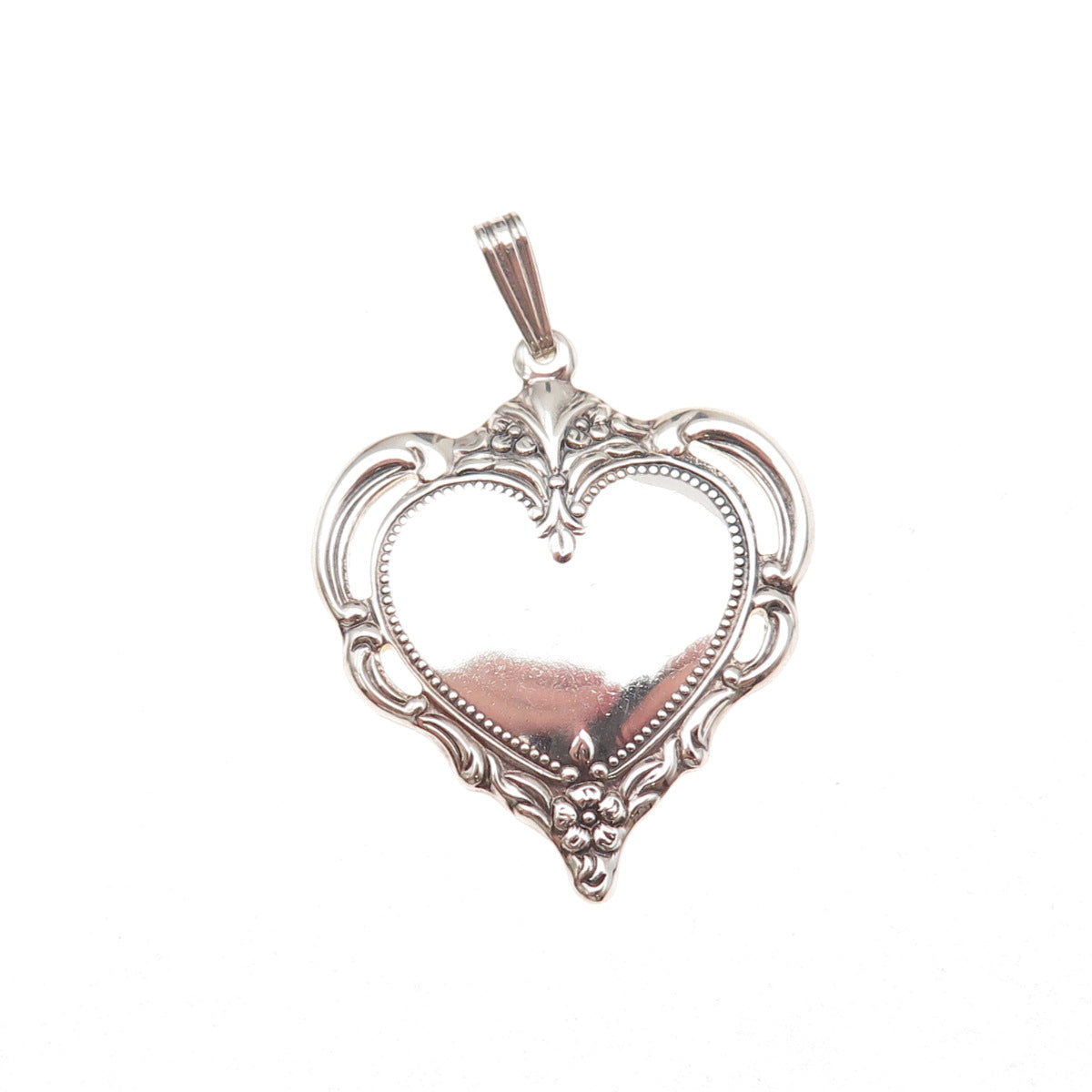 Towle 925 Sterling Silver Vintage 1976 Floral Heart Charm Pendant