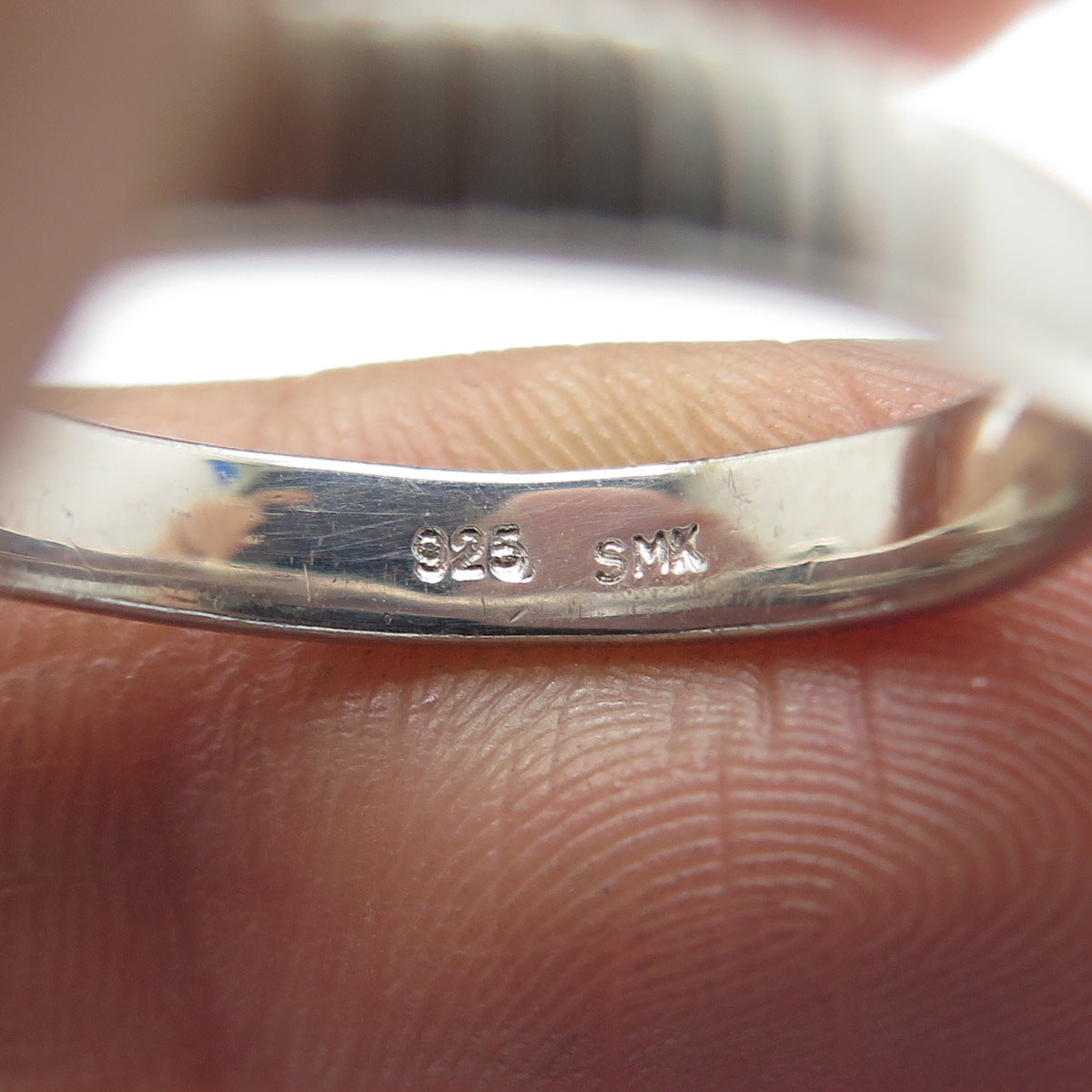 925 Sterling Silver Real Checkered Red Garnet Gemstone Ribbed Ring Size 8