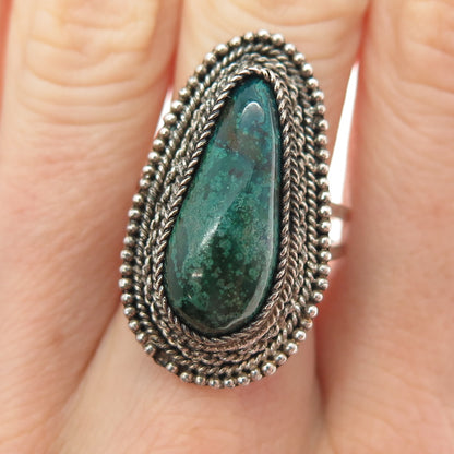 935 Silver Vintage Israel Real Eilat Adjustable Ring Size 9.5 (missing 1 bead)