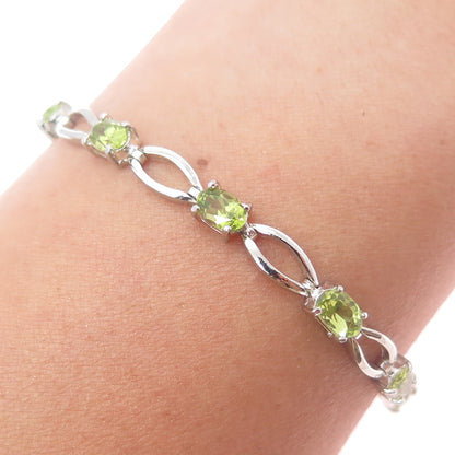 DBJ DEE BERKLE 925 Sterling Silver Vintage Real Round-Cut Peridot Bracelet 7.25"