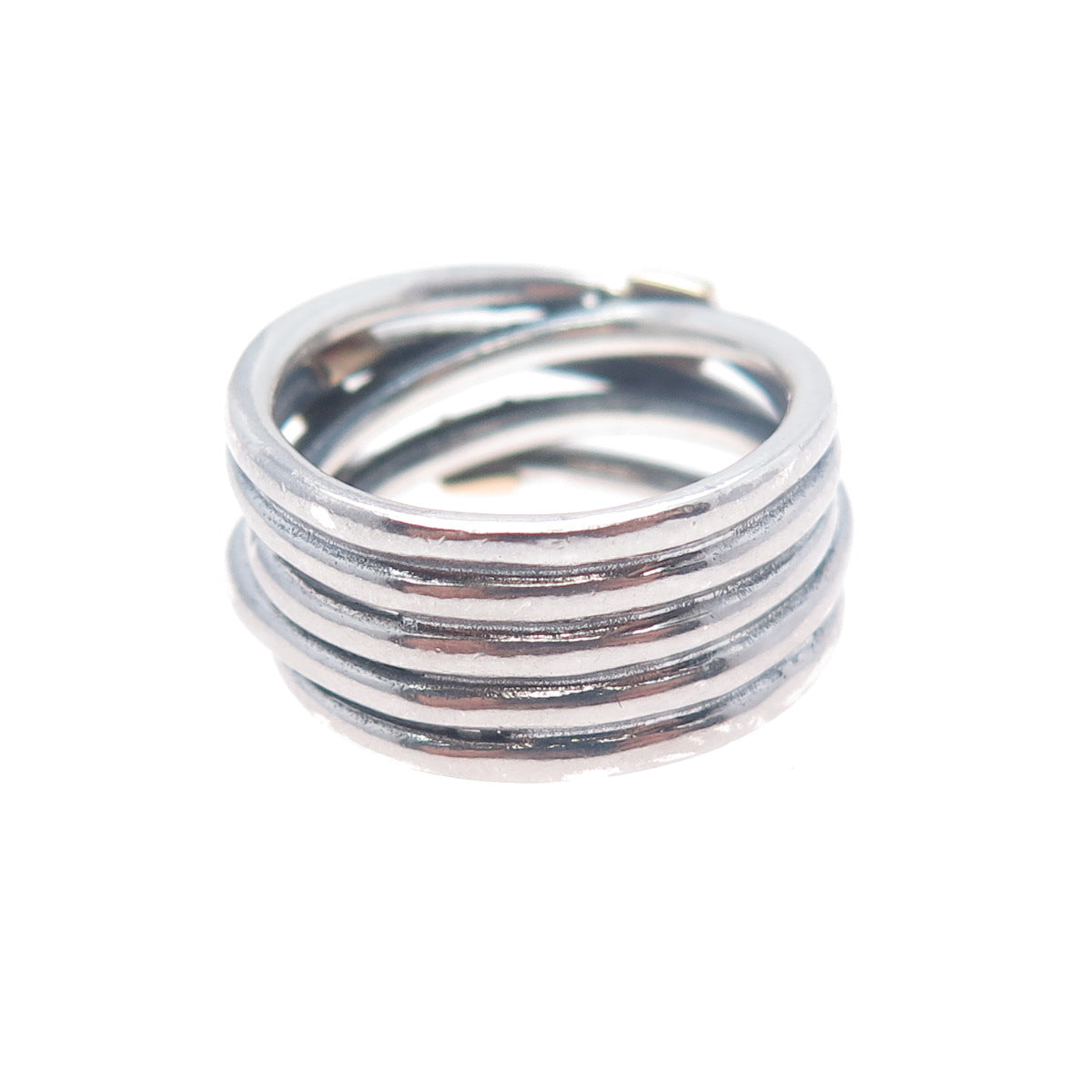 14K Gold 925 Sterling Silver Vintage Modernist Crisscross Ring Size 6.25