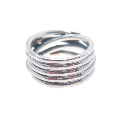 14K Gold 925 Sterling Silver Vintage Modernist Crisscross Ring Size 6.25