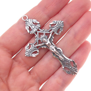 Afco 925 Sterling Silver Antique Sainte Anne de Beaupre Crucifix Cross Pendant