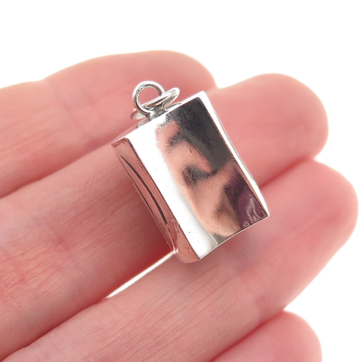 925 Sterling Silver Vintage Modernist Beaded Oxidized Charm Pendant